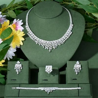 luxury 4pcs saudi arabia jewelry sets for women wedding cubic zirconia chokers dubai bridal jewelry set 2022 n 75