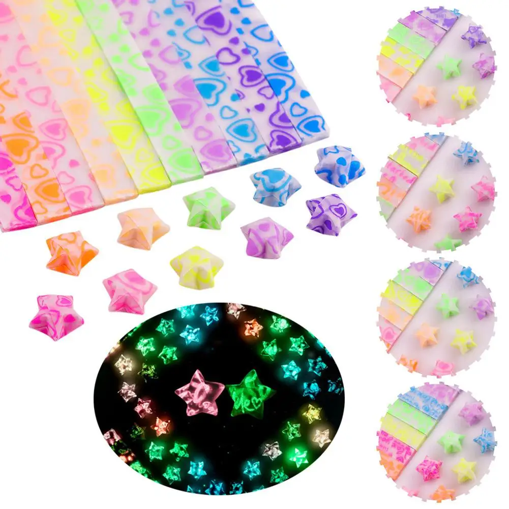 210 листов светящейся бумаги со звездами оригами 10 цветов полоски декор