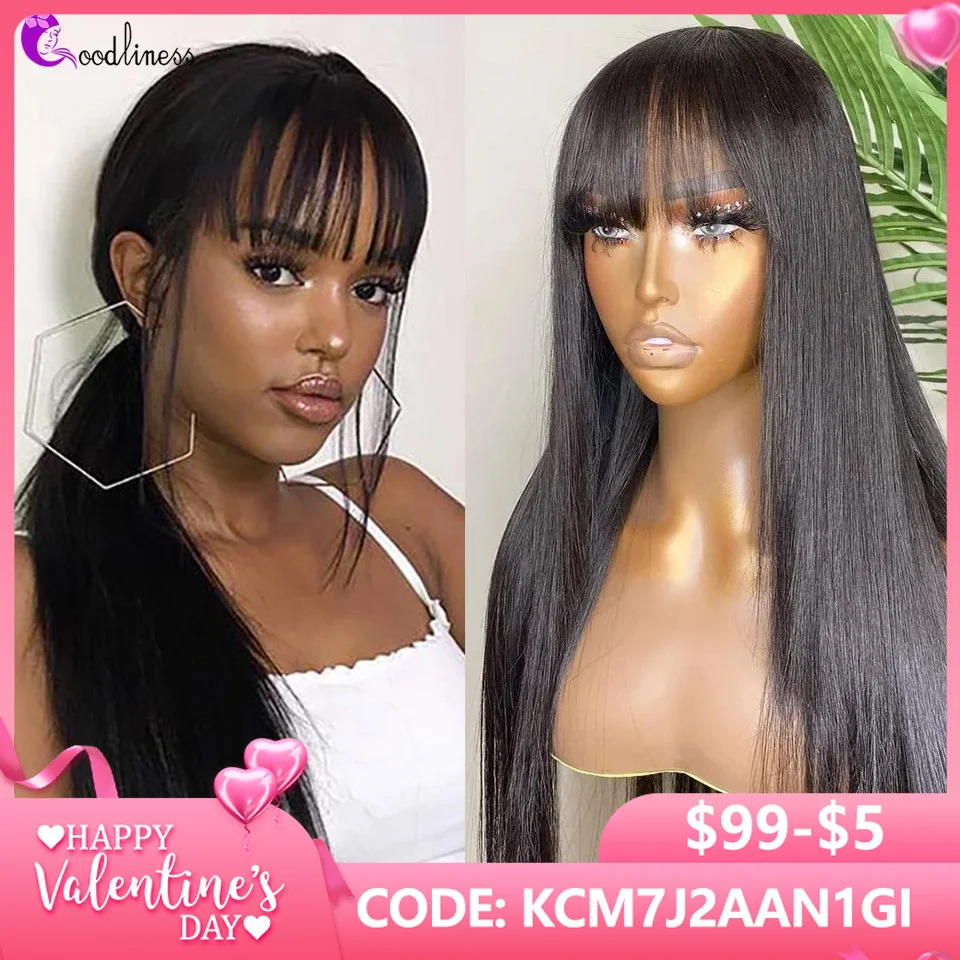 

Прямой парик с челкой, парики из человеческих волос на сетке спереди для женщин, парики на сетке 13x4, бразильские волосы с предварительно выщ...