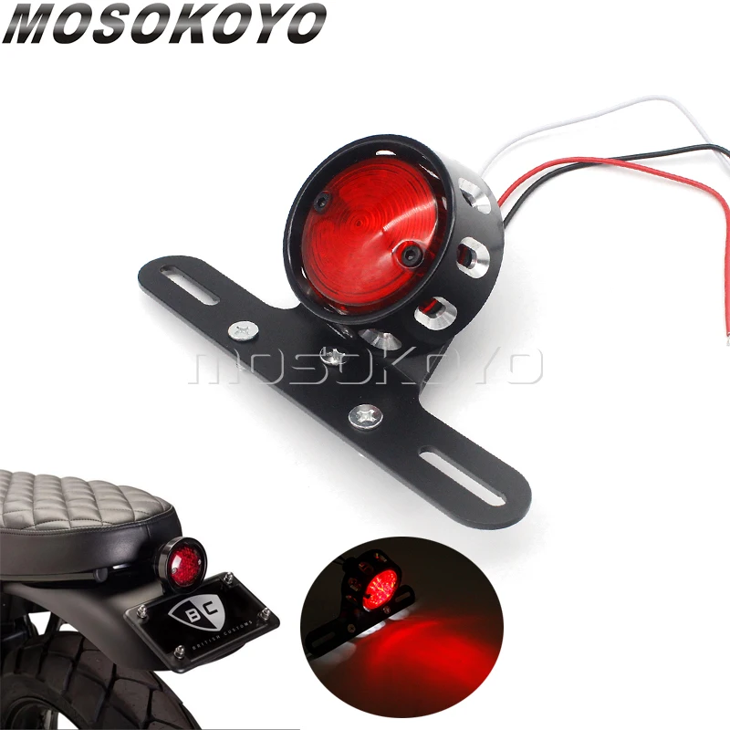 

LED Rear Tail Lights Motorbike Accessories For Harley Chopper Bobber Cafe Racer Motorcycle Brake Stop Light Taillight w/ Holder