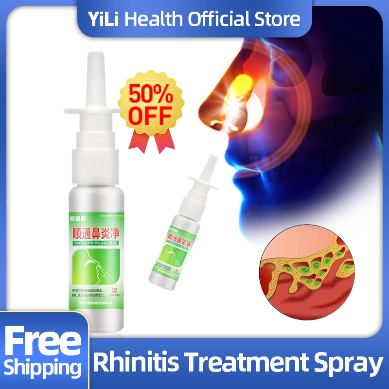 

Rhinitis Allergy Treatment Spray Nasal Congestion Chronic Rhinitis Sinusitis Therapy Cleaner Sneezing Stuffy Nose Medicine 20ml