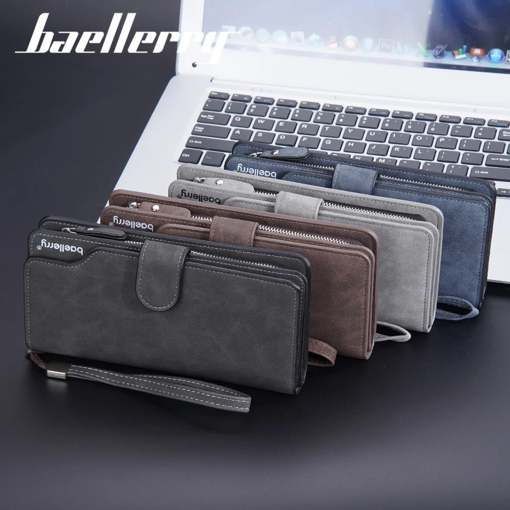 

Baellerry's new men's mobile phone clutch bag matte leather multi-card position zipper buckle wallet retro handbag coin purse