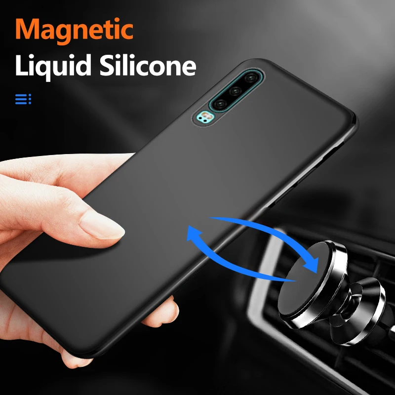

Ultra-thin Magnetic Silicone Phone Case For Huawei P40 P30 P20 Pro Lite Mate 30 20 Pro Protection Cover