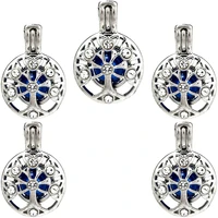 10pcs fashion tree rhinestone charms pearl cage locket aromatherapy diffuser pendant for gift necklace keychain jewelry making