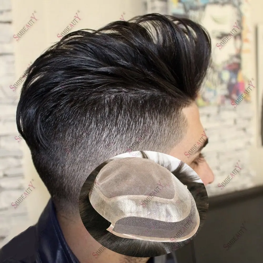 Surper прочный тонкий моно-кружевной передний парик из 100% натуральных человеческих