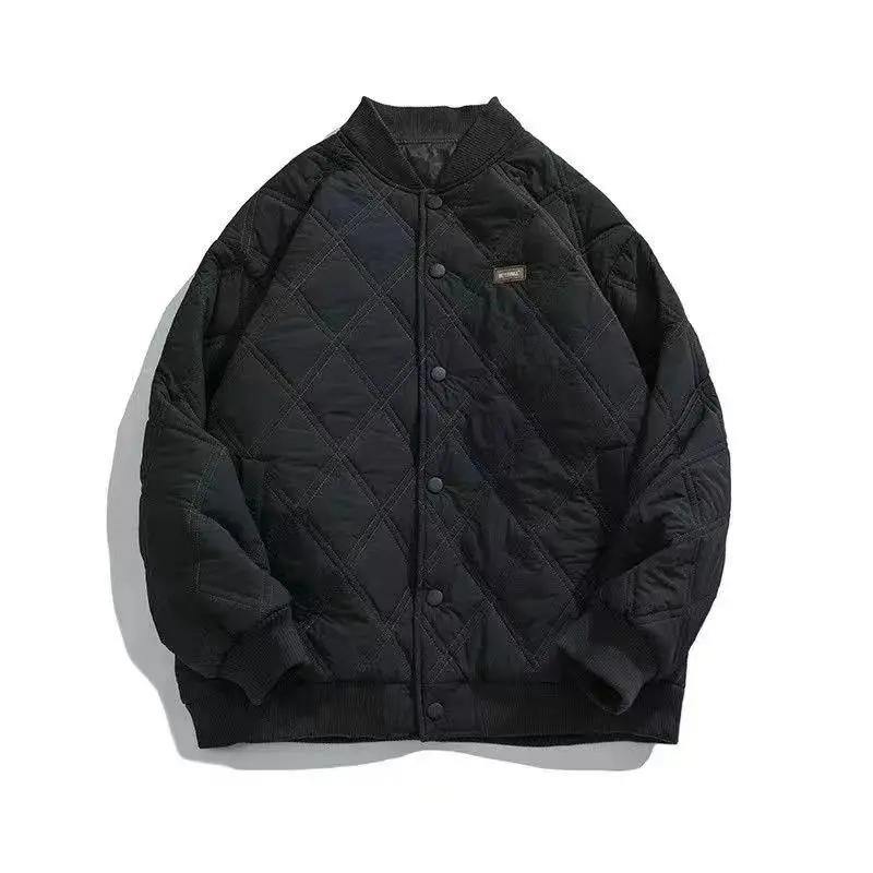 QWEEK Woman Parkas Harajuku Cropped Baseball Jacket Cotton Padded Coats BF Style Korean Loose Thick Couple Casual Korean Fashion