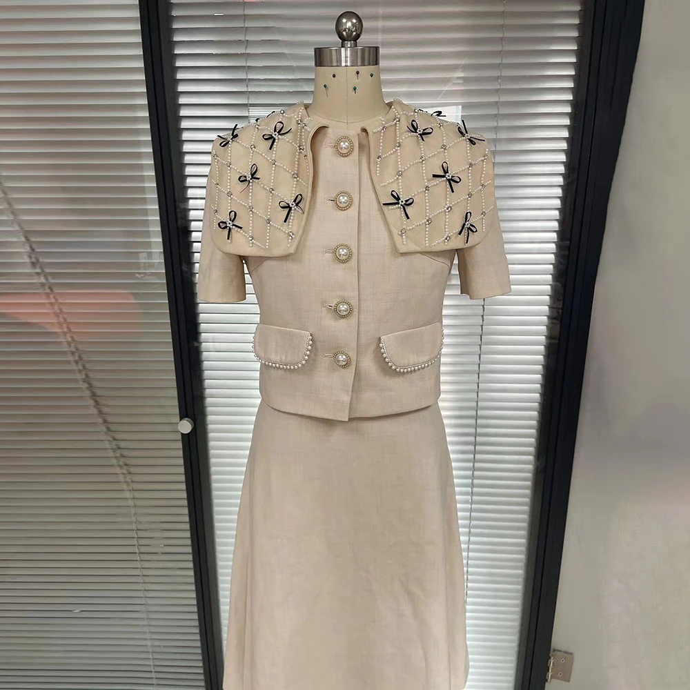 VGH абрикосовый комплект из двух предметов женский дизайн бисера шаль с короткими