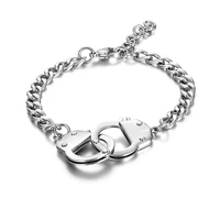 stainless steel hip hop handcuffs bracelet bangle jewelry street dance men fashion gift for him