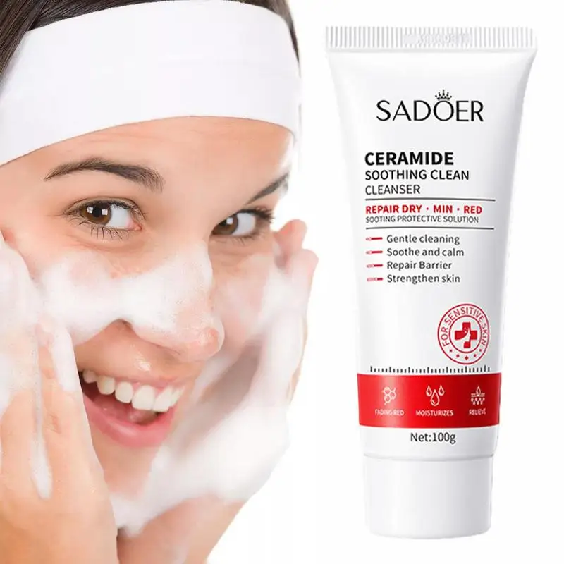 

100g Facial Moisturizing Cleanser Ceramide Foam Cleanser For Most Skin Types Moisturizing Whitening Deep Cleaning Face Wash