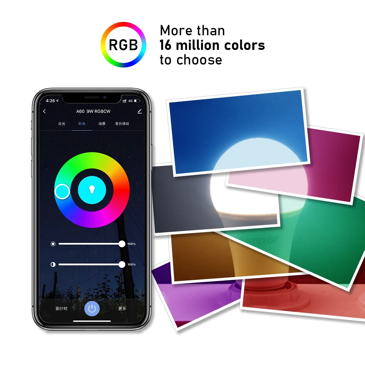 Умная лампочка с голосовым управлением 9 Вт RGB регулируемой яркостью E27 Wi-Fi Led Magic