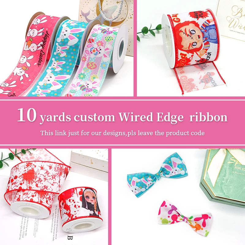 

Custom ribbon printed 10 yards Wired Edge Line Decor Ribbon Hemp Lattice Ribbon for DIY Crafts Bow Handmade Gift Wrap11793