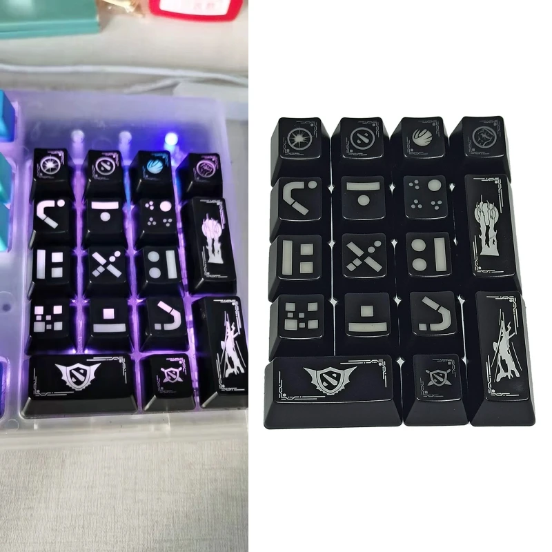 17-Key RGB Backlight Keycaps Top Printed Two-Shot Durable for Cherry MX Switches Mechanical Keyboard Numpad Keycap