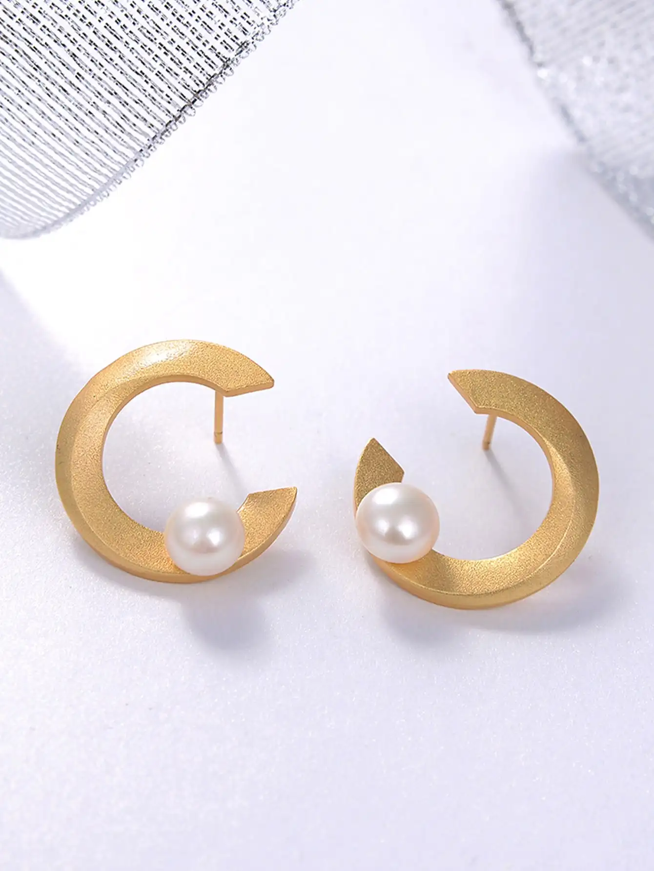 Женские серьги-гвоздики из серебра 925 пробы с пресноводным жемчугом 7-7,5 мм