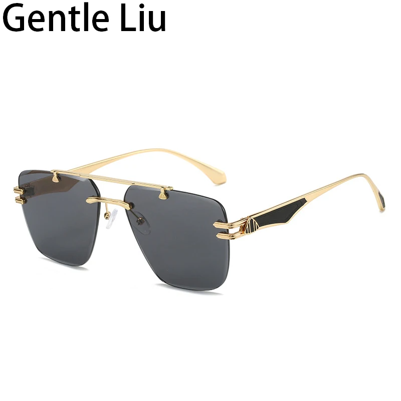 

Vintage Square Rimless Sunglasses Men 2023 Luxury Brand Designer Frameless Sun Glasses For Male Retro Eyewear UV400 Gafas De Sol