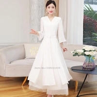 2022 woman cheongsam dresspants set chinese style dress vintage rayon traditional chinese evening party elegant oriental dress