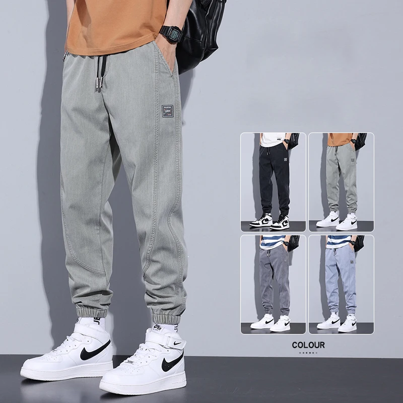

2022 Summer New Men's Casual Harem Pants Loose Thin Elastic Cotton Beam Feet Joggers Sweatpants Hip Hop Korean Streetwear