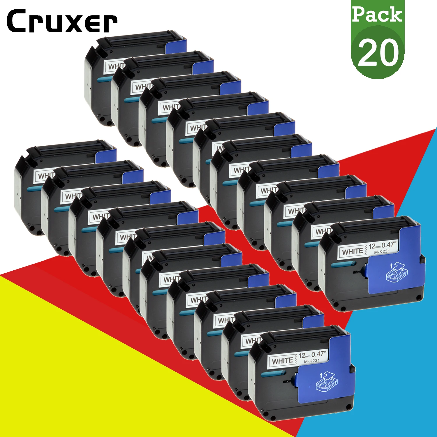 

10/20PK, совместим с Brother, Φ MK221, этикетка, лента 9/12 мм, черные на белых лентах для детской, Φ