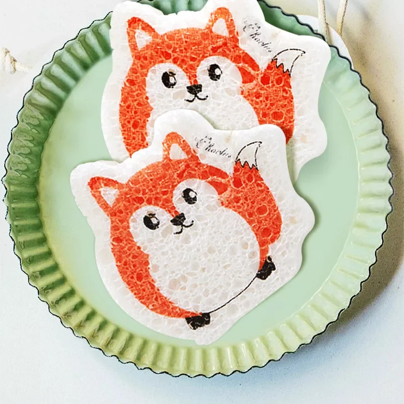 

Non-stick Cartoon Wood Pulp Cotton Sponge Compressed Magic Oil MultifuncHousehold Kitchen Rag Towel Roll Dishwashing Sponge Tool