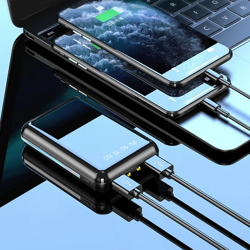Фото 20000 мАч Mini Power Bank Портативное зарядное устройство Зеркальный экран Светодиодный цифровой внешний аккумулятор Powerbank для iPhone Xiaomi Huawei Samsung №5
