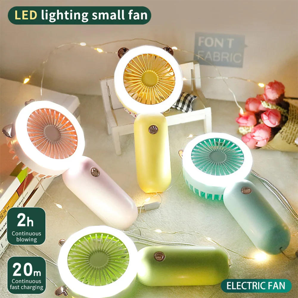 

Mini Portable Fan USB Rechargeable Night Light Cooling Handheld Fan Three Speed Adjust Ventilador Multifunction Fan Night Lights