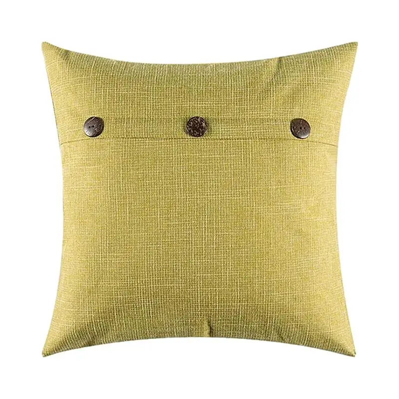 

Throw Pillow Case with Button | Decorative Triple Button Imitation Linen Square Pillow Covers | Sofa Pillow Covers for Couch Sof