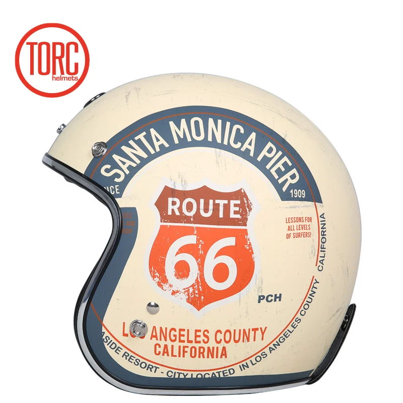 

TORC T50 Vintage motorcycle helmet 3/4 open face jet retro moto helmets vespa style motobiker lucky 13 torc v537 route 66 DOT fa