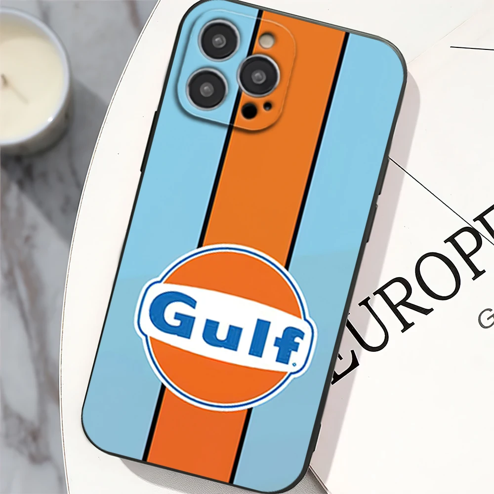 G-GULF Phone Case for iPhone 12 11 13 14 15 16 Max Pro Plus Black Soft Silicone Cover