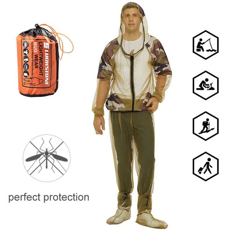 Outdoor Mosquito Repellent Suit Bug Jacket Mesh Hooded Suits Fishing Hunting Camping Jacket Insect Protective Mesh Shirt