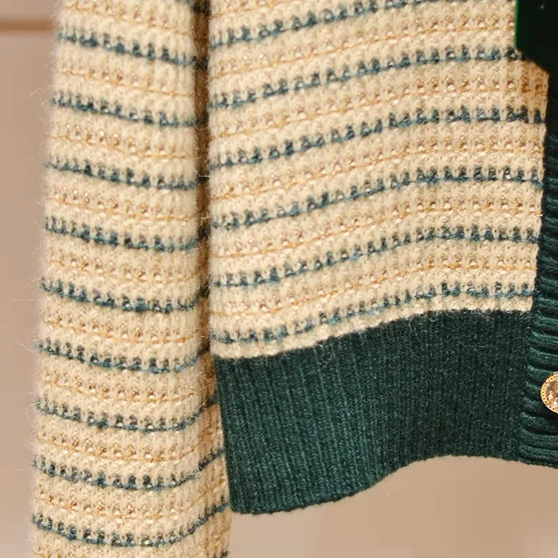 Винтажный элегантный полосатый свитер с галстуком-бабочкой пуловер женский