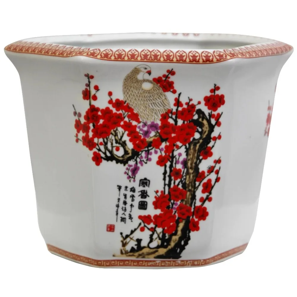 

Oriental Furniture 10“Cherry Blossom Porcelain Flower Pot Pots for Plants Home Decorations Decoration Garden Decorative Planters