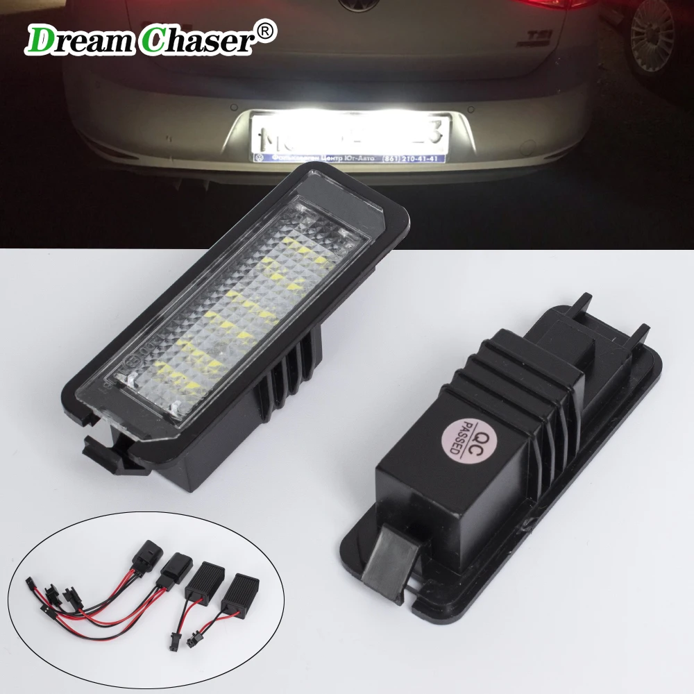 

Для vw Passat B6 CC Eos Golf 4 5 6 7 MK7 Polo Superb Seat Leon Altea 2 шт. светодиодные фонари номерного знака в сборе с Canbus