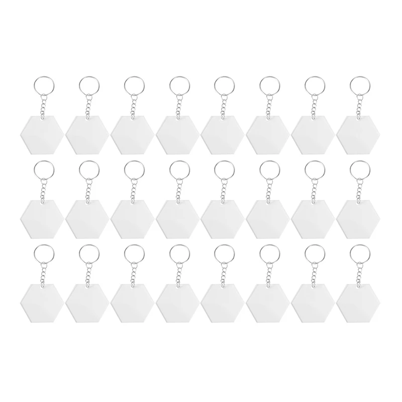 

Transparent Acrylic Disc and Key Chain Transparent Acrylic Key Chain Blank for DIY Items and Crafts, (Hexagon,48 Pieces)