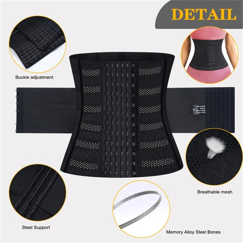 Waist Cincher with Steel Bones Extender Elastic Girdle Women Lower Belly Fat Body Shaper Shapewear Yoga Running Waist Trainer