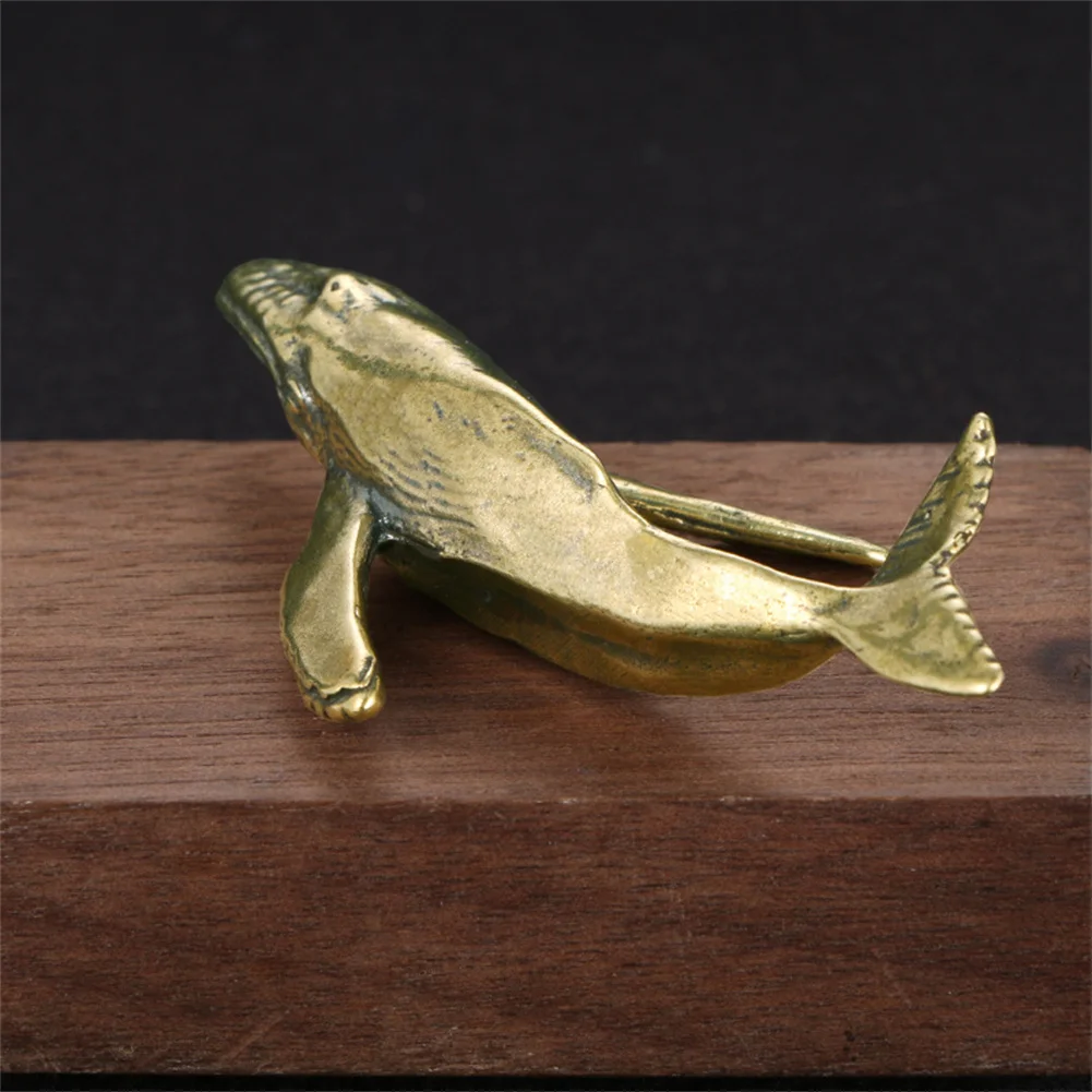 

1x Antique Whale Ornament Sculpture Copper Miniatures Figurines Desk Decoration Whale Ornament Pure Copper Handmade Accessories