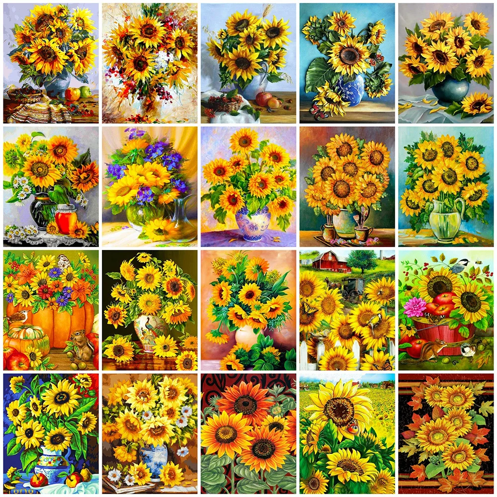 

Miaodu 5D Diamond Painting Sunflower Vase Cross Stitch Kits Rhinestones Diamond Embroidery Flower Mosaic Needlework Home Decor