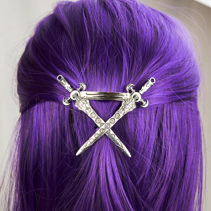 Женская Французская заколка-пряжка с ведьмой и мечом