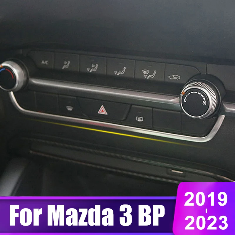 

For Mazda 3 BP 2019 2020 2021 2022 2023 Stainless Steel Car Central Control Control Button Trim Bright Strips Cover Accessories