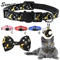 star moon bow tie cat collar bell breakaway safety soft cat collar necklace adjustable cute pretty bowknot cat collar for kitty