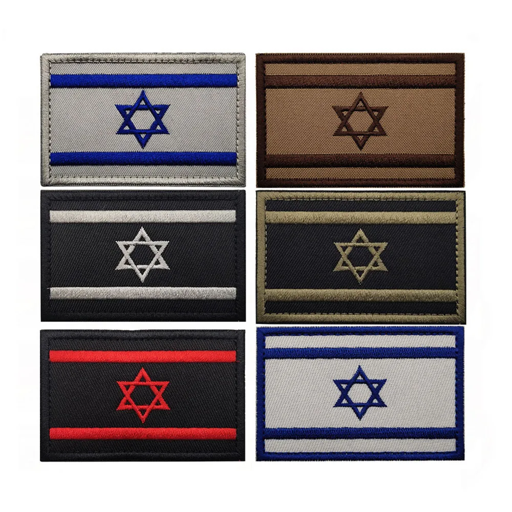 

Israeli National Flag Embroidered Patches HOOK LOOP Military Tactical Morale Uniform Badge Israel Clothing Armband DIY Emblem