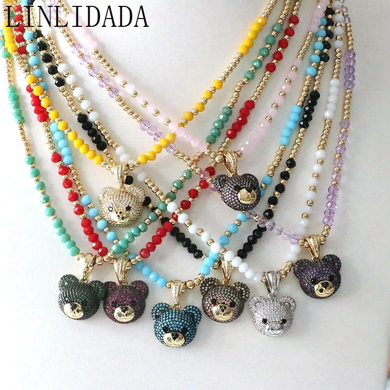 

Ожерелье с подвеской в виде медведя из фианита, 5 шт.