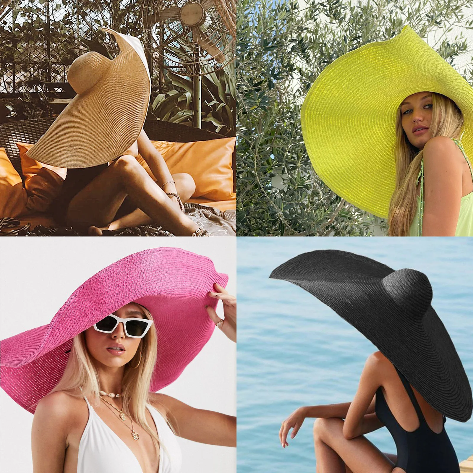 

20CM oversized brim straw hat female seaside vacation beach hat net red fashion photo photo shading big brim hat