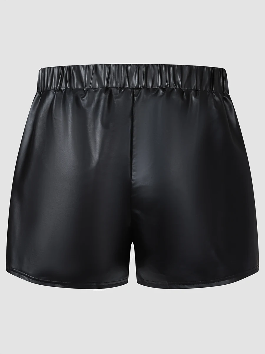 Finjani Plus Size Women Shorts Clothing Surface Leather Casual Shorts Fashion Elastic Waist Design Pants