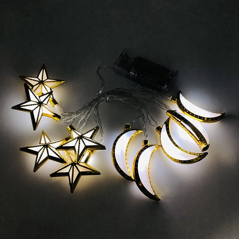 

Ramadan Kareem Decor Plastic Lantern Led String Lights Eid Mubarak Gift Eid Festival Party DIY Supplies Star Moon Bedroom Decor