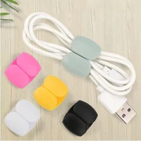 2pcslot cable winder fashion simple round clip usb charger holder desk tidy organiser wire cord lead for desktop cable fixed