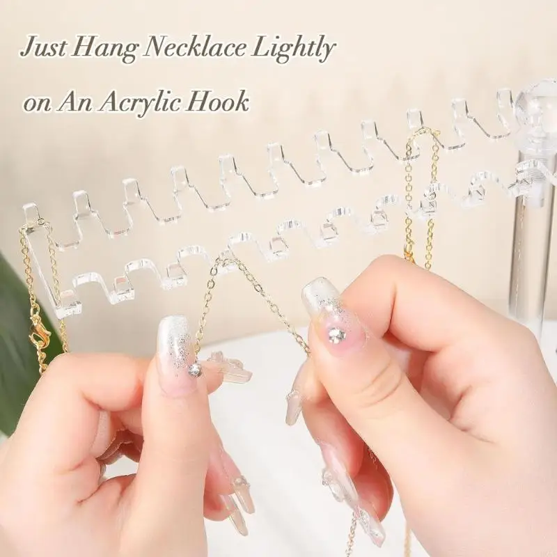 Фото HX6F Акриловое подвесное ожерелье Организаторы ювелирные изделия для вешалки с крючками с крючками №3