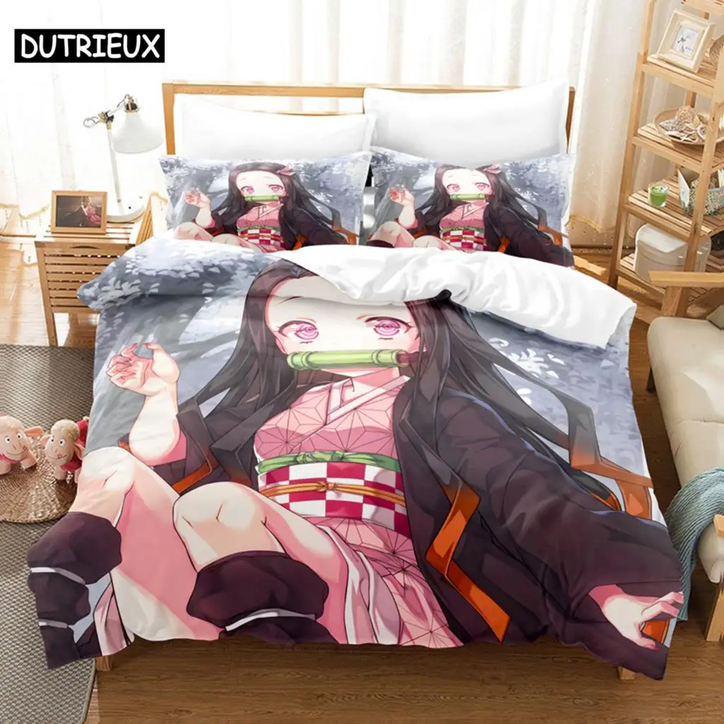 

Nezuko Kamado Bedding Set Anime Demon Slayer Duvet Cover Comforter Bed Linen Single Twin Full Queen Size 3d Kids Girl Boys Gift