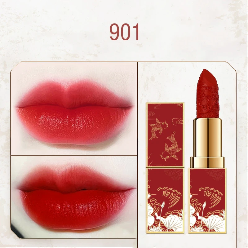 Губная помада в этническом стиле с гравировкой матовая бархатная губная для