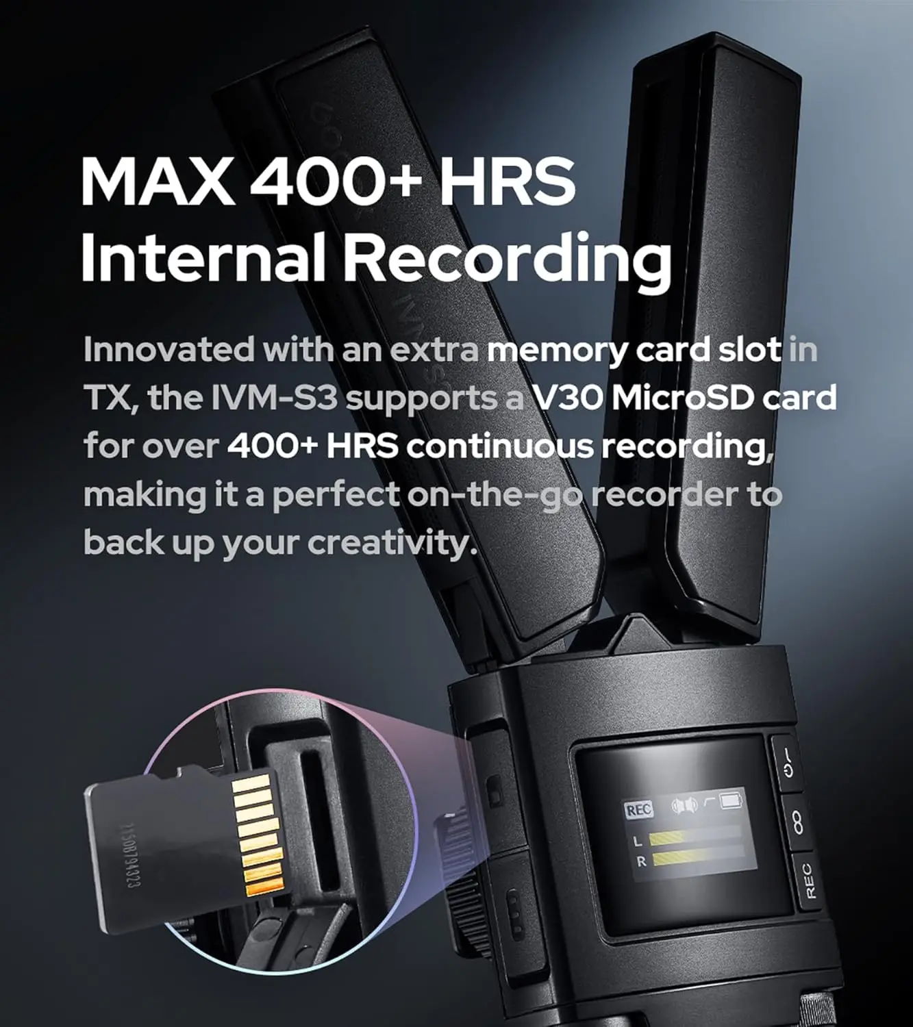 Фото Регулируемый стереомикрофон Godox IVM-S3 0-180° °   Универсальный двойной кардиоидный микрофон для камеры, смартфона, интервью, музыки №4