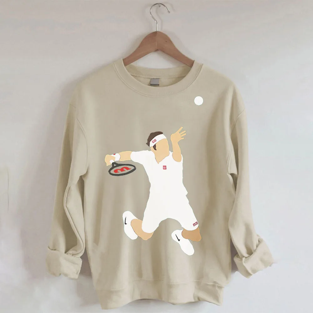 

Tennis Player Casual Print Crew Neck Sweatshirt