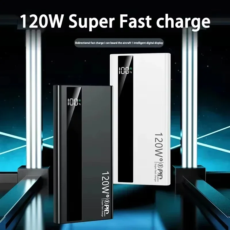 Фото Новый внешний аккумулятор Lenovo 2026 с высокой емкостью 500000 мАч, 3C, 120 Вт, сверхбыстрая зарядка, портативный, с LED-дисплеем, для iPhone и Samsung №2
